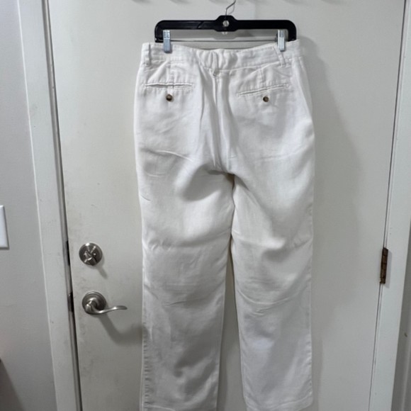 Michael Kors Womens White 100% Linen Straight Leg Trouser Pants Size 31/32 - Picture 4 of 10